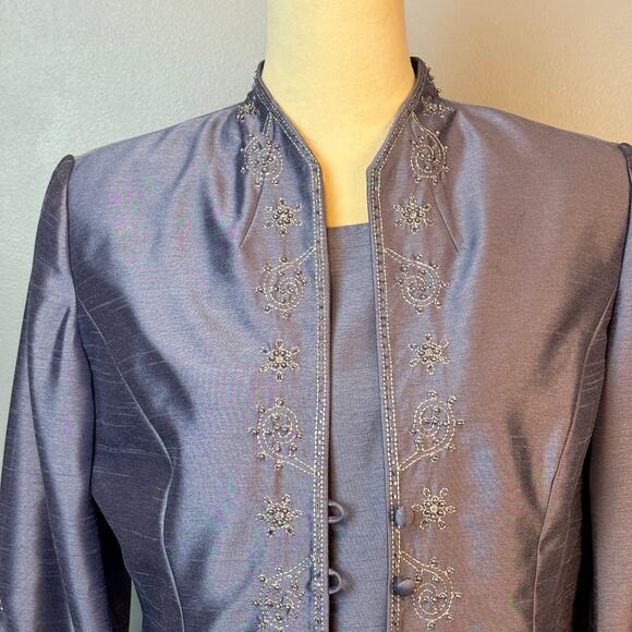 Jessica Howard 2- piece Formal Dress w/ Embellished Jacket Mandarin Collar 10P - Picture 5 of 11